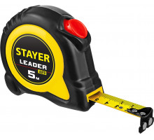 STAYER LEADER 5м / 25мм рулетка с автостопом в ударостойком обрезиненном корпусе