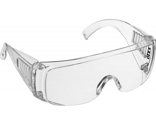 Защитные прозрачные очки DEXX широкая монолинза с дополнительной боковой защитой и вентиляцией, открытого типа