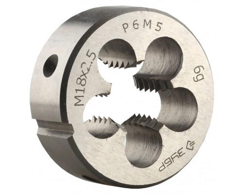 ЗУБР М18x2.5мм, плашка, сталь Р6М5, круглая машинно-ручная 4-28023-18-2.5