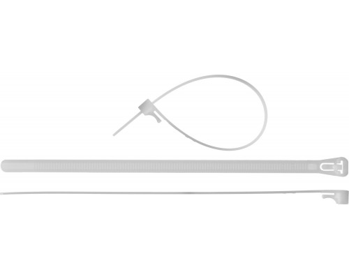Кабельные стяжки разъемные белые КСР-Б1, 7.5 x 150 мм, 100 шт, нейлоновые, ЗУБР Профессионал