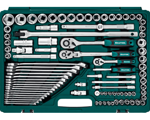 KRAFTOOL EXTREM-142, 142 предм., (1/2″+3/8″+1/4″), универсальный набор инструмента (27889-H142)