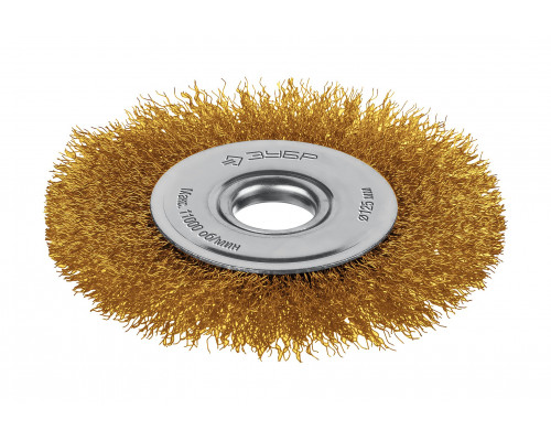ЗУБР 125х22 мм щетка дисковая для УШМ, витая стальная латунированная проволока 0.3 мм, посад. 22 мм (35171-125)