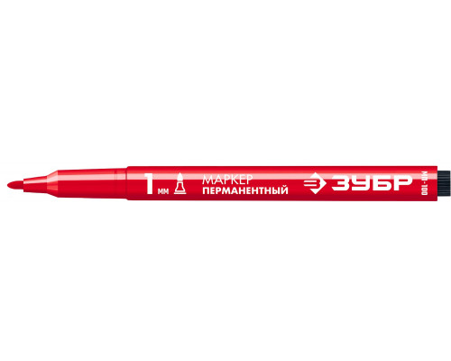 ЗУБР МП-100 красный, 1 мм заостренный перманентный маркер