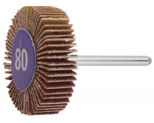 Круг ЗУБР веерный на шпильке, P 80, d 32x10x3,2 мм, L 45мм, 1шт