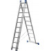 Трехсекционная лестница СИБИН, 10 ступеней, со стабилизатором, алюминиевая