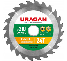 URAGAN Fast 210х32/30мм 24Т, диск пильный по дереву
