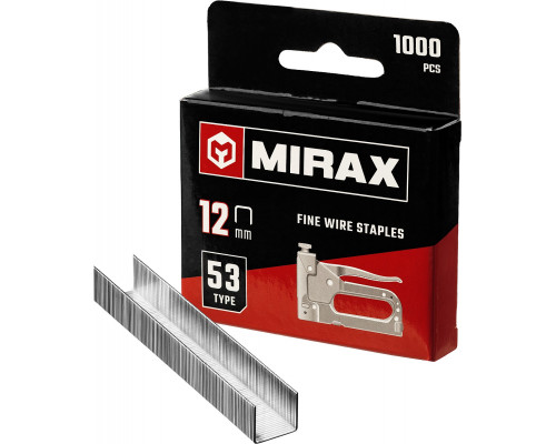 MIRAX 12 мм скобы для степлера узкие тип 53, 1000 шт