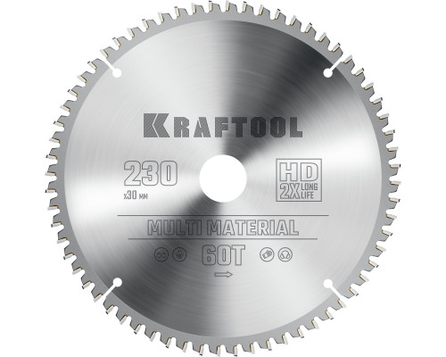 KRAFTOOL Multi Material 230х30мм 64Т, диск пильный по алюминию