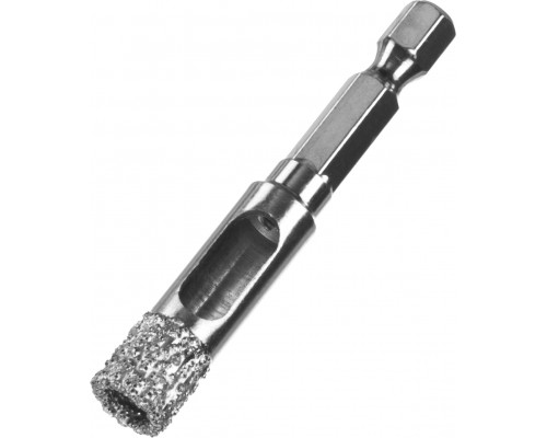 ЗУБР сверло алмазное по керамограниту, вакуумное спекание алмазов, d=10 мм, хвостовик HEX 1/4″, Профессионал