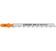 STAYER T144D, полотна для эл/лобзика, HCS, по дереву, ДВП, ДСП, Т-хвостовик, шаг 4мм, 75мм, 2шт, STAYER Professional
