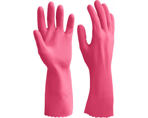 ЗУБР ЛАТЕКС+ перчатки латексные хозяйственно-бытовые, стойкие к кислотам и щелочам, размер L