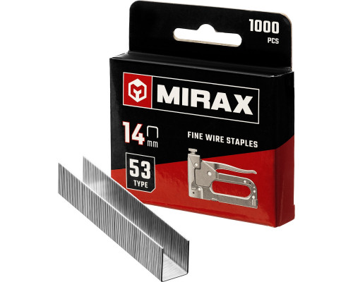 MIRAX 14 мм скобы для степлера узкие тип 53, 1000 шт