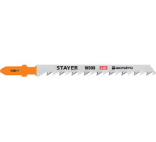 STAYER T144DF, полотна для эл/лобзика, Bi-Metal, по дереву, ДВП, ДСП, Т-хвостовик, шаг 4мм, 75мм, 2шт, STAYER Professional
