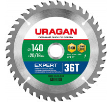 URAGAN Expert 140 x 20/16мм 36Т, диск пильный по дереву