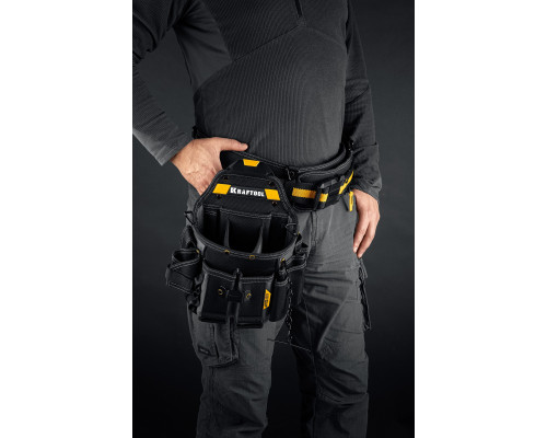 KRAFTOOL KPB-23 с быстросъёмным креплением FastClip, плечевой ремень, 23 кармана и петли, 290 х 310 мм, поясная сумка (38766)