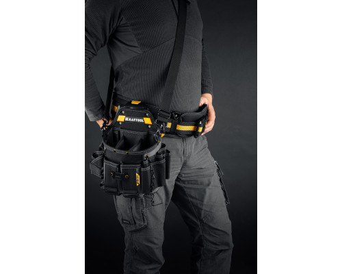 KRAFTOOL KPB-23 с быстросъёмным креплением FastClip, плечевой ремень, 23 кармана и петли, 290 х 310 мм, поясная сумка (38766)