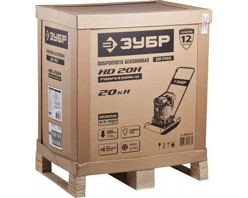 ЗУБР 20 кН, 86 кг, бензиновая виброплита, Профессионал (ЗВПБ-20 ГХ)