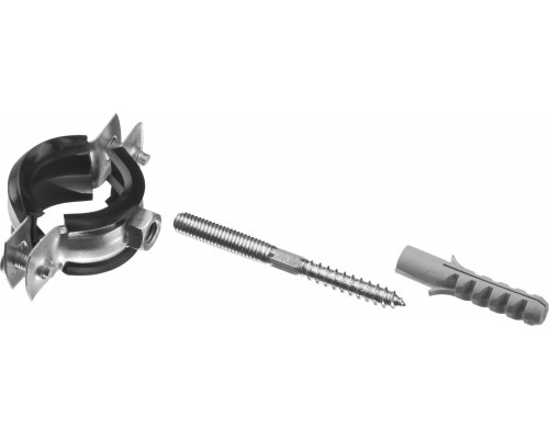 ЗУБР 3/4″, трубный хомут с сантехнической шпилькой и дюбелем (37866-26-30)