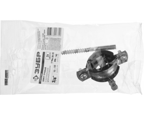 ЗУБР 3/4″, трубный хомут с сантехнической шпилькой и дюбелем (37866-26-30)