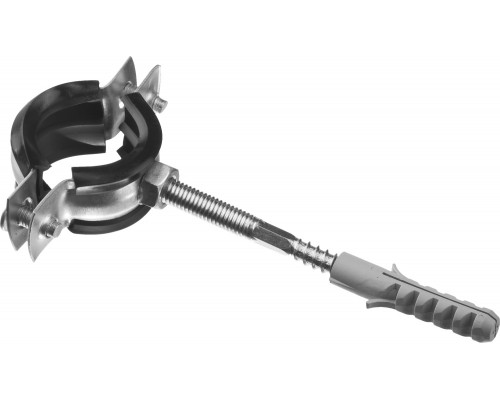 ЗУБР 3/4″, трубный хомут с сантехнической шпилькой и дюбелем (37866-26-30)