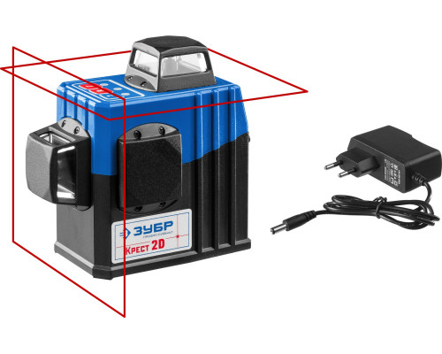 ЗУБР КРЕСТ 2D нивелир лазерный 2х360°, 20м/70м, точн. +/-0,3 мм/м