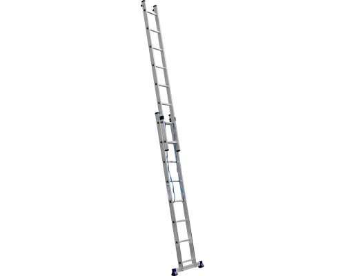 Двухсекционная лестница СИБИН, 8 ступеней, со стабилизатором, алюминиевая