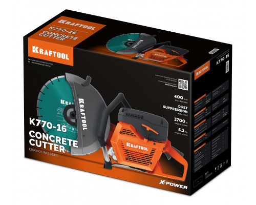 KRAFTOOL 3700 Вт, 400 мм, без диска, бензорез по бетону (бетонорез) (K770-16)