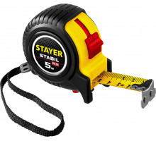 STAYER STABIL 5м / 25мм профессиональная рулетка в ударостойком обрезиненном корпусе с двумя фиксаторами