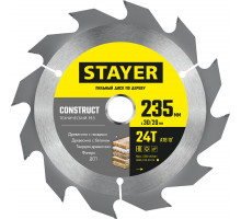 STAYER CONSTRUCT 235 x 30/20мм 24Т, диск пильный по дереву, технический рез