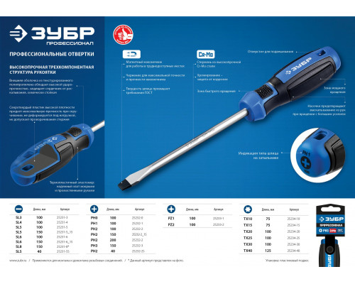 ЗУБР Профессионал PH2x40 отвертка