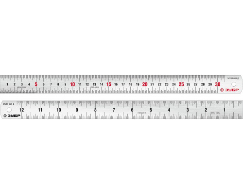 Усиленная нержавеющая линейка ЗУБР Про-30Д, 0,30 м