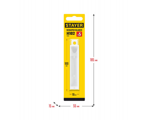 STAYER 100 мм, 5 шт, сменное лезвие для скребка 08515 (08515-S5)