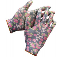 Садовые перчатки GRINDA, прозрачное нитриловое покрытие, чёрные, размер S-M