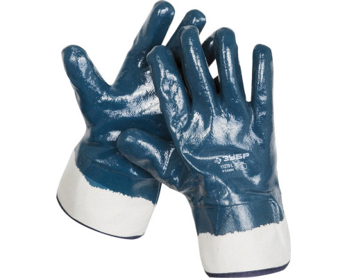 Прочные перчатки ЗУБР с нитриловым покрытием, масло-бензостойкие, износостойкие, L(9), HARD, ПРОФЕССИОНАЛ