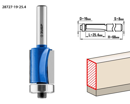 ЗУБР 19x25.4мм, хвостовик 8мм, фреза кромочная с нижним подшипником