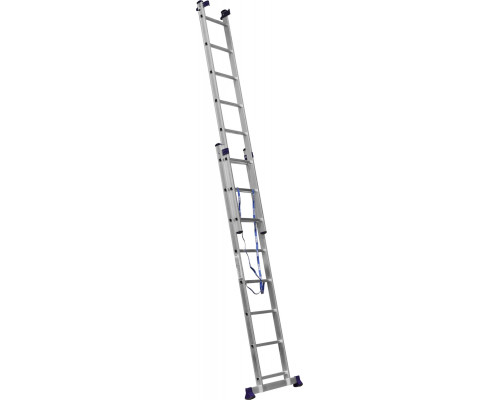 Трехсекционная лестница СИБИН, 8 ступеней, со стабилизатором, алюминиевая