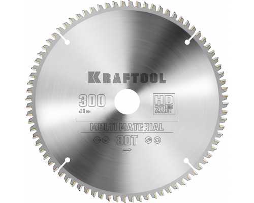 KRAFTOOL Multi Material 300х30мм 80Т, диск пильный по алюминию