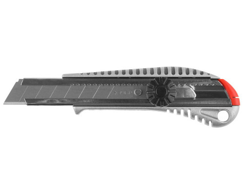 Металлический нож с винтовым фиксатором ПРО-18В, сегмент. лезвия 18 мм, ЗУБР Профессионал