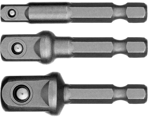 Набор STAYER MASTER ″MAXFIX″: Адаптеры для торцовых головок, сталь 40Cr, 3 предмета E1/4-1/4″, E1/4-3/8″, E1/4-1/2″, 50 мм