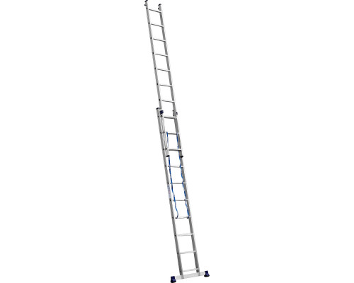 Двухсекционная лестница СИБИН, 10 ступеней, со стабилизатором, алюминиевая