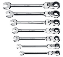 Набор комбинированных гаечных ключей трещоточных шарнирных 7 шт, 8 - 19 мм, ЗУБР