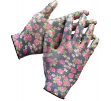 Садовые перчатки GRINDA, прозрачное нитриловое покрытие, чёрные, размер L-XL