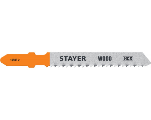 STAYER T119B, полотна для эл/лобзика, HCS, по дереву, фанере, ДСП, Т-хвостовик, шаг 2мм, 50мм, 2шт, STAYER Professional