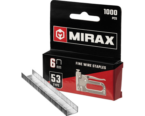 MIRAX 6 мм скобы для степлера узкие тип 53, 1000 шт