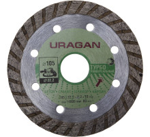 ТУРБО 105 мм, диск алмазный отрезной сегментированный по бетону, камню, кирпичу, URAGAN