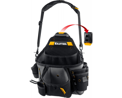 KRAFTOOL KPB-20 с быстросъёмным креплением FastClip, плечевой ремень, 20 карманов и петель, 320 х 310 мм, поясная сумка (38767)