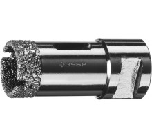 ЗУБР коронка алмазная по керамограниту, вакуумное спекание алмазов, d=25 мм, посадка М14, Профессионал 29865-25