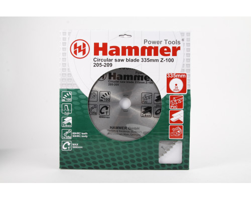 Диск пильный твердосплавный HAMMER Ф335х30мм 100зуб.