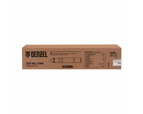 Скважинный насос DWS-3-75, винтовой, диаметр 3", 500 Вт, 1600 л/ч, напор 75 м Denzel