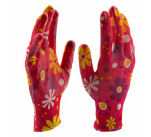 Перчатки садовые из полиэстера с нитрильным обливом, цветы, М Palisad